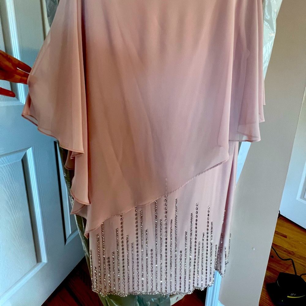Like New! Wedding Cape Dress Coral / Carnation Pink Peach color - Size 12